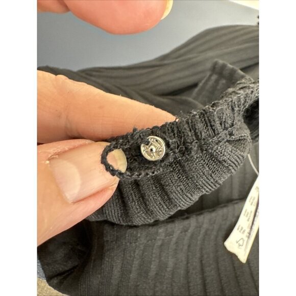 Madewell Women's XXS Square Neck Split Cuff Bodycon Tee Black NWT Ribbed - Picture 7 of 15